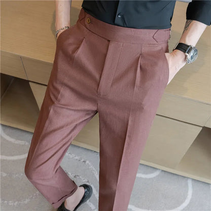 Men's Summer Pants Fashion Naples Cotton&Linen Breathable Dress Pants For Men All Match Casual Straight Men's Trousers Formal