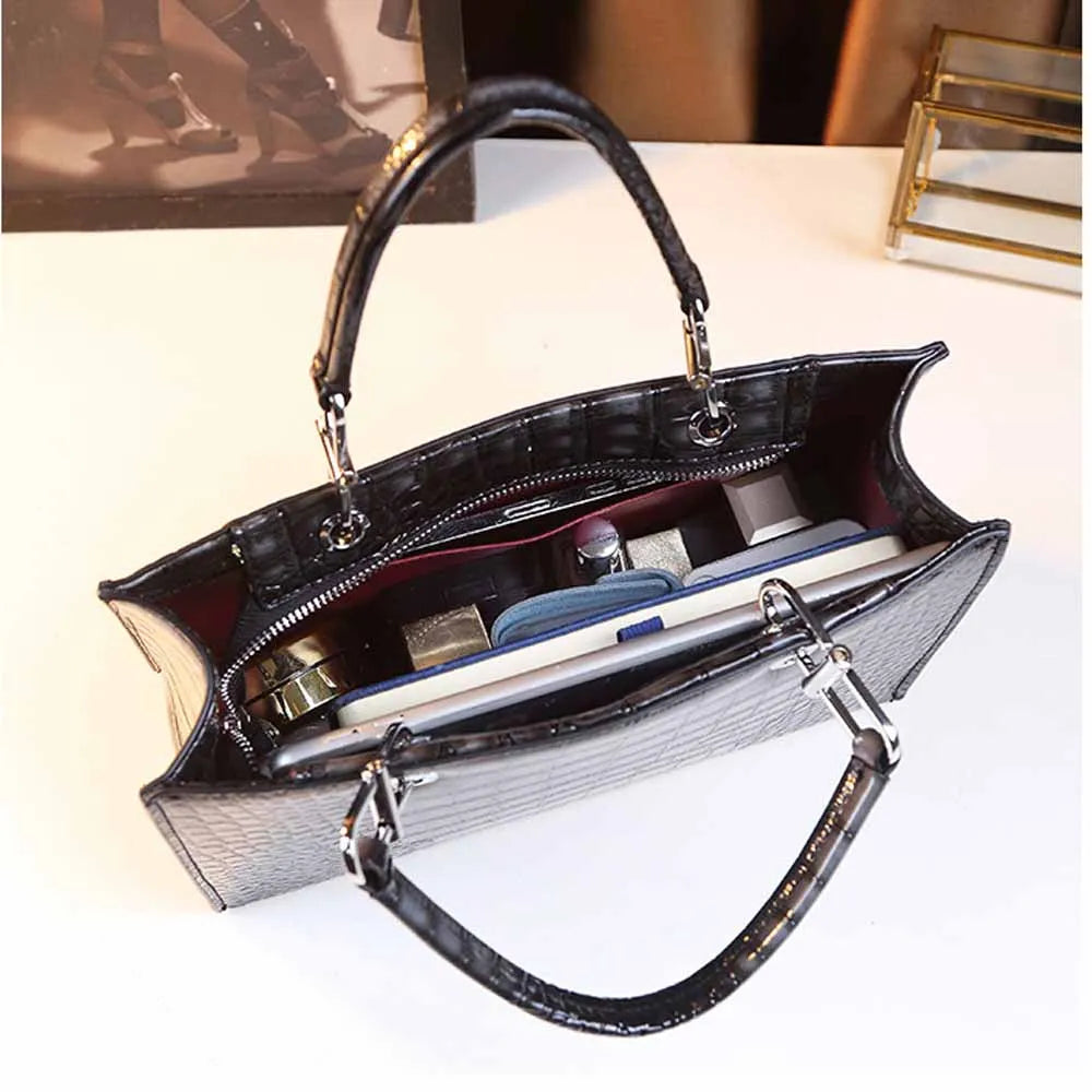 2023 Women Leather Handbags Satchel Shoulder Bag Tote Handbags Crocodile Pattern Crossbody Bag Designer Bag Bolsa Feminina