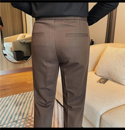 High Quality Men's Suit Pants Solid Color England Style Slim Fit Smart Casual Trousers Men Spring Autumn Fashion Suit Pants Man