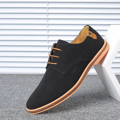 2023 Spring Suede Leather Men Shoes Oxford Casual Shoes Classic Sneakers Comfortable Footwear Dress Shoes Large Size Flats