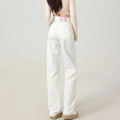 Woman High Waist Streetwear Wide Leg Jeans Female Harajuku Designer Loose Pants Girls Fashion Y2k Clothes White Denim Trousers