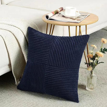 Spliced Throw Pillow Cover Corduroy Cushion Cover Beige Solid Pillowcase Home Decor for Sofa Living Room Bed Lumbar Pillow Cover