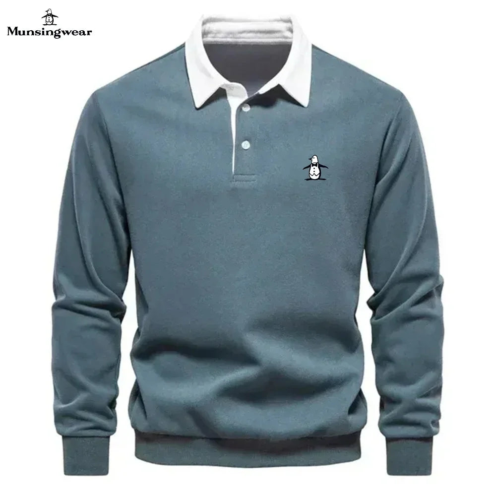 Brand Munsing Golf Shirts Autumn Winter Long Sleeve Men's Golf T-shirt Polo Shirt Casual Classic Solid Polo Neck Men's Golf Top