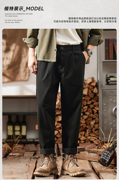 HIQOR Men Elastic Waist Cargo Pants New In Man Cotton Casual Pants Male Workwear Hombre Straight Trousers Male Big Size 28-38