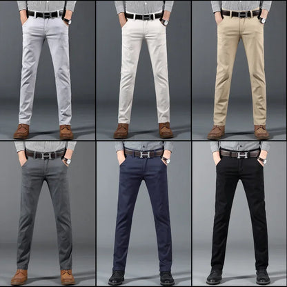 6 Color Men's Classic Solid Color Summer High Quality Thin Casual Pants Business Fashion Stretch Cotton Slim Brand Trousers Male