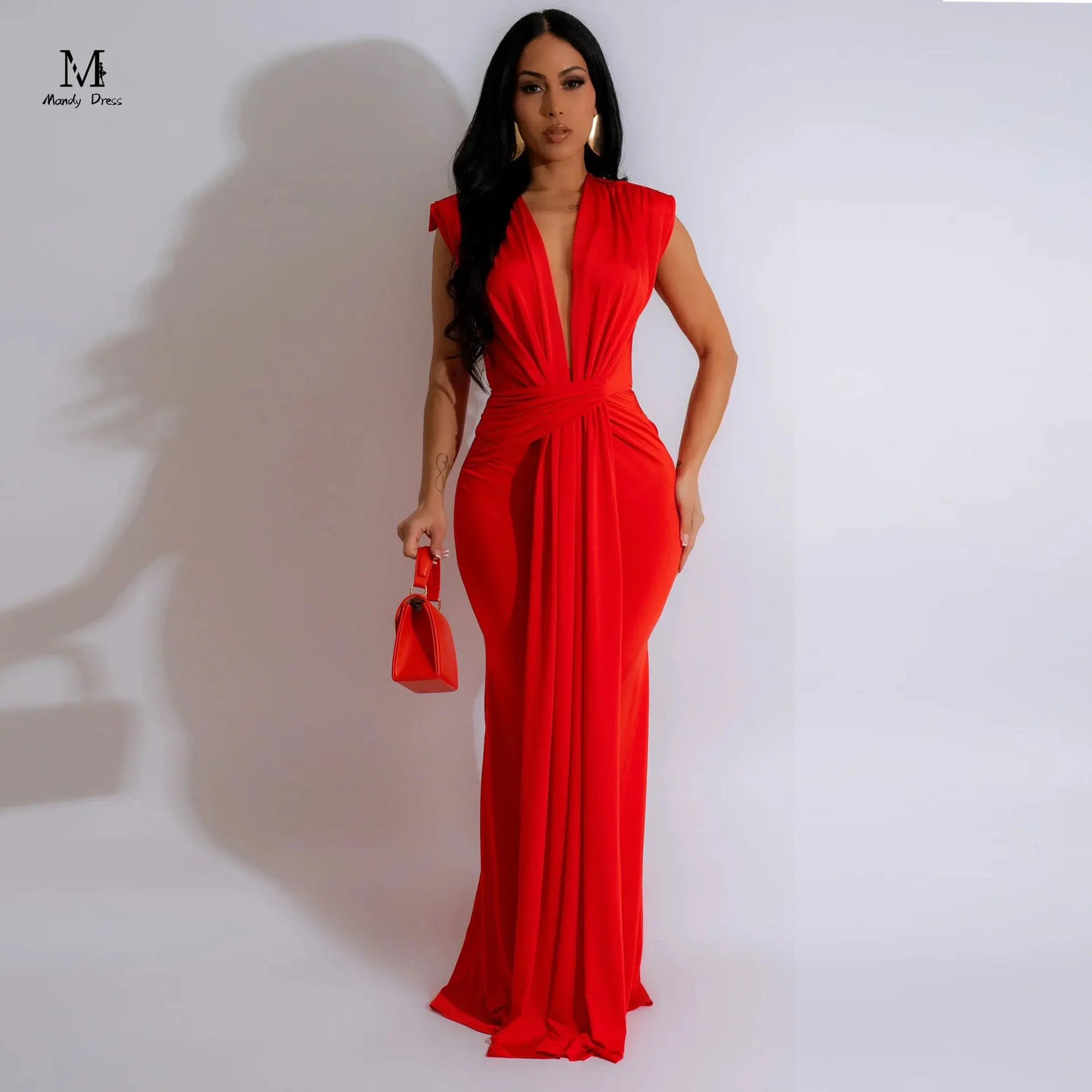 Elegant Women Evening Maxi Dress Sleeveless Deep V-neck Bandage Bodycon Gown Summer Fashion Sexy Lady Long Dresses