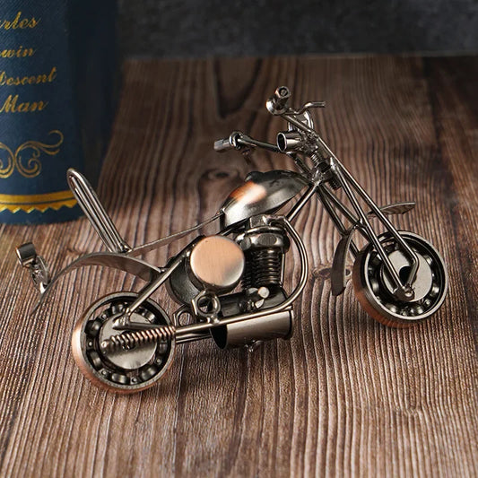 Vintage Cast Iron Harley Motorcycle Model for Home Decor Collectors Retro Iron Motorcycle Figurine Sculpture for Nostalgic