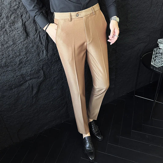 British Style Men's Casual Business Dress Pants 2024 Autumn New High-quality Slim Fit Formal Wedding Social Party Men's Pants