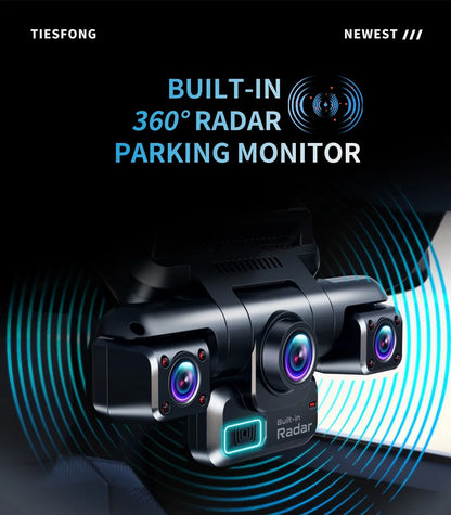 TiESFONG 4CH GPS caméra de tableau de bord i7pro frontal 4K/2K+3*1080P pour dashcam voiture DVR 360 24H moniteur de stationnement,WiFi camaras para automóviles,IR Vision nocturne,g-sensor,256Gmax
