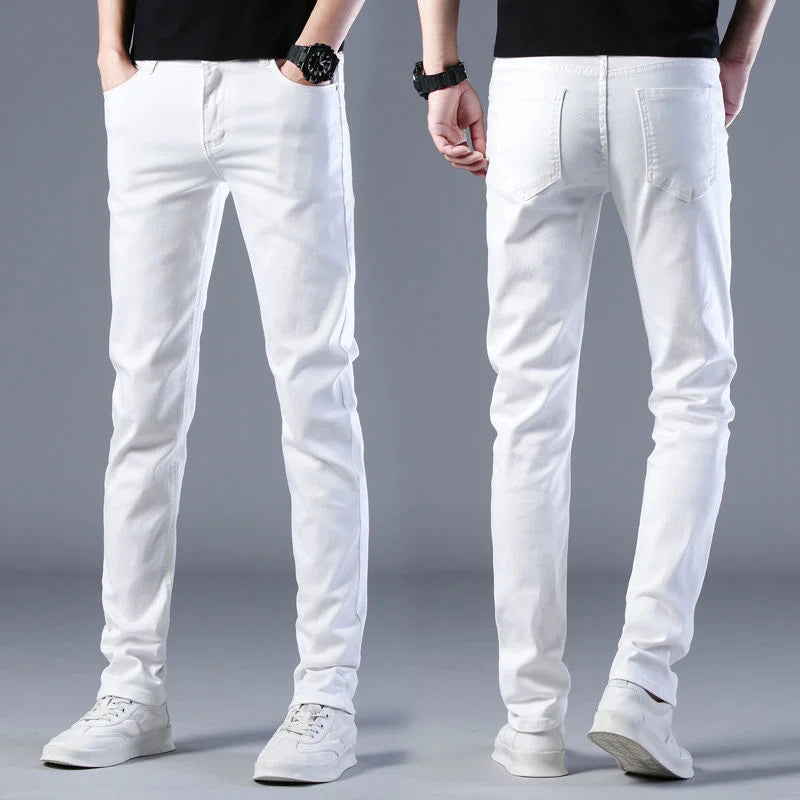 Men's Fashion Brand Elastic Slim Fit Denim Long Pants Casual White Straight Leg Y2k Jeans For Men Streetwear