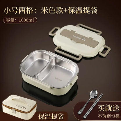 304 stainless steel compartment insulated lunch box office worker students sealed portable bento Microwae Heating food container