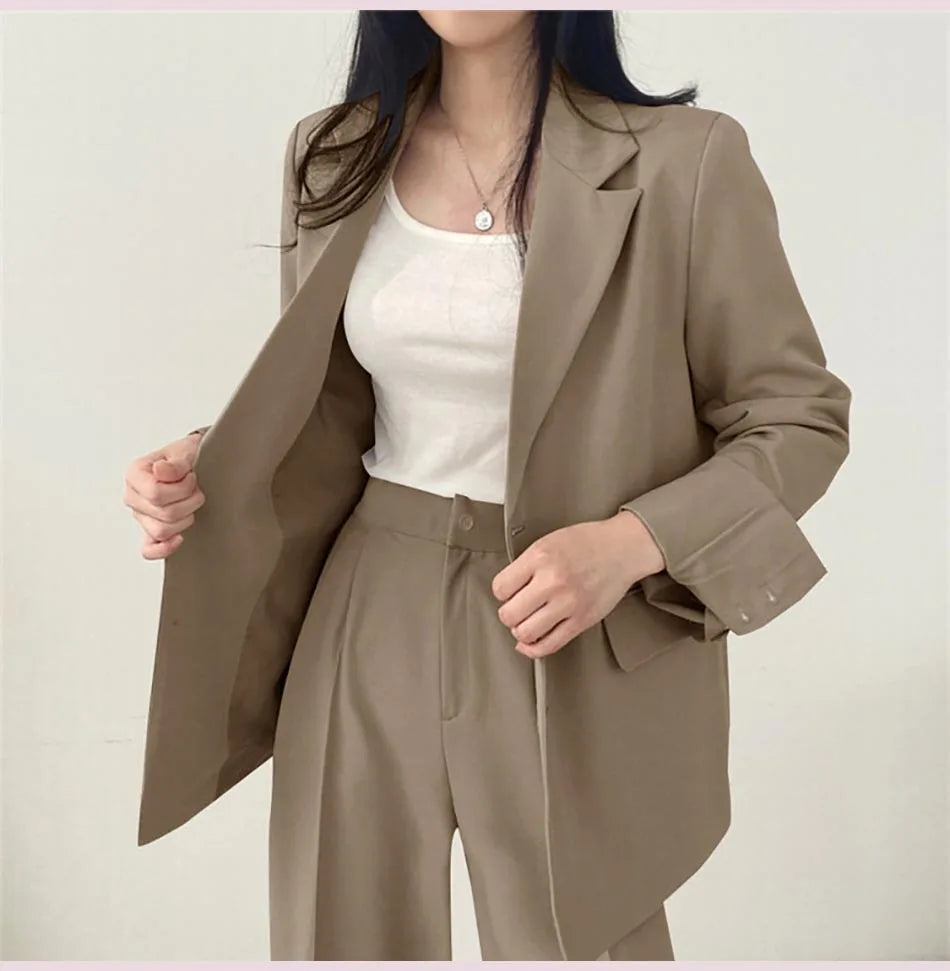 Fashion 2024 Spring and Autumn Small Suit Retro jacket slim 2-piece Set For Women Korean Style Casual Top and Pants Suit