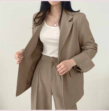 Fashion 2024 Spring and Autumn Small Suit Retro jacket slim 2-piece Set For Women Korean Style Casual Top and Pants Suit