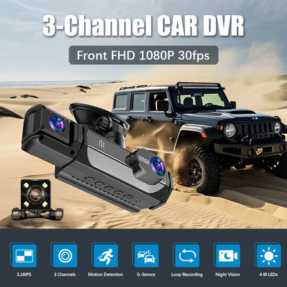 Caméra embarquée pour voitures FHD1080P Enregistreur de conduite Caméra de voiture DVR Vision nocturne Enregistreur vidéo Intégré Wi-Fi Tachographe Pièces automobiles