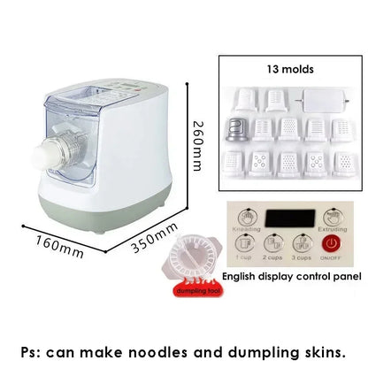 220V/ 110V Electric Automatic Noodle Maker Machine Multifunction Pasta Maker Dough Roller Dumpling Skin Machine Various Shapes