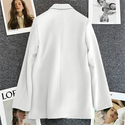 Office Lady Elegant Single Button Blazer For Women 2023 Autumn Long Sleeve Slim Stylish Jackets Winter Casual Chic Tops Coats