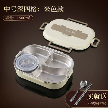 304 stainless steel compartment insulated lunch box office worker students sealed portable bento Microwae Heating food container