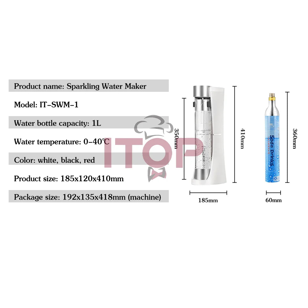 ITOP SWM-1 Sparkling Water Maker 1L Bottle Capacity Kinds of Sparkling Juice Drinks Pure Sparkling Water Sparkling Cocktail