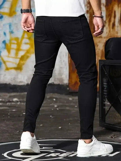 2025 Spring New Mens Slim Fit Classic Skinny Jeans Casual Street Style Casual Mens Skinny Jeans Male Slim Fit Pencil Denim Blue