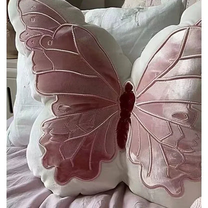 Ins Wind Pastoral Girl Heart Butterfly Pillow Cute Original Pillow Soft Pink Butterfly Pillow Bedside Pillow Throw Pillows