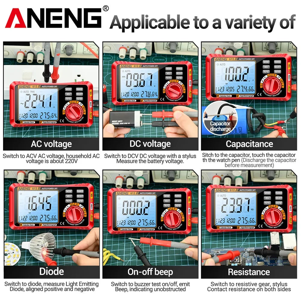 ANENG 612 Smart Digital Multimeters AC/DC Current Voltage Capacitance Professional Measurement Multimetro Test Tools