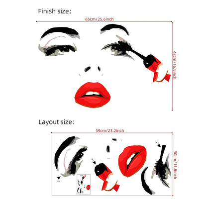 Beauty Female Face Wall Sticker Decal Beauty Studio Wallpaper Cosmetic Makeup Wall Art Sticker Mural Removable Salon Decoration