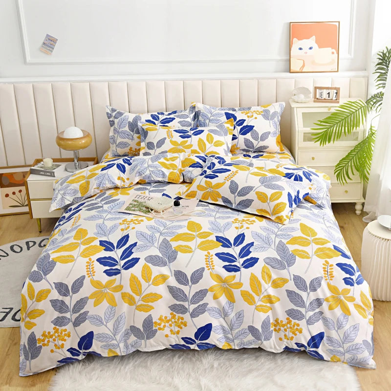 Solstice Bedding Set Duvet Cover Pillowcase Bed Linens Set Triangular Rhombus Printing Quilt Cover Bed Flat Sheet Queen Size