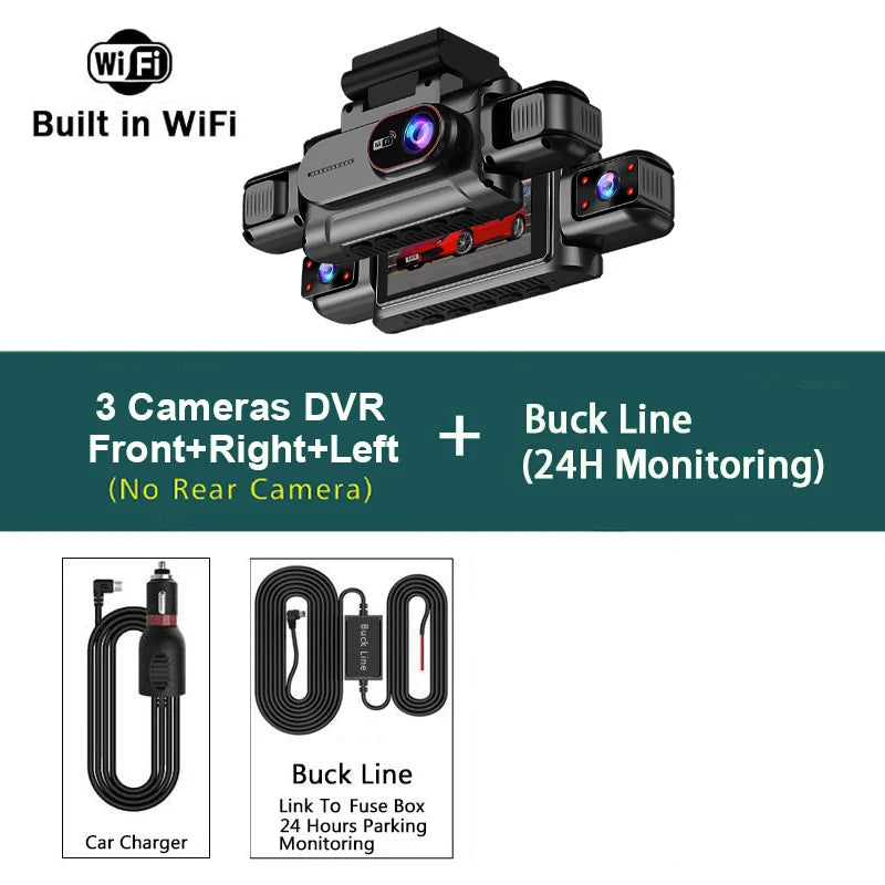 Caméra embarquée 4 canaux Wifi Full HD1080P DVR de voiture 4 caméras Caméra embarquée Enregistreur vidéo Super vision nocturne Boîte noire Cabine 4 objectifs caméra