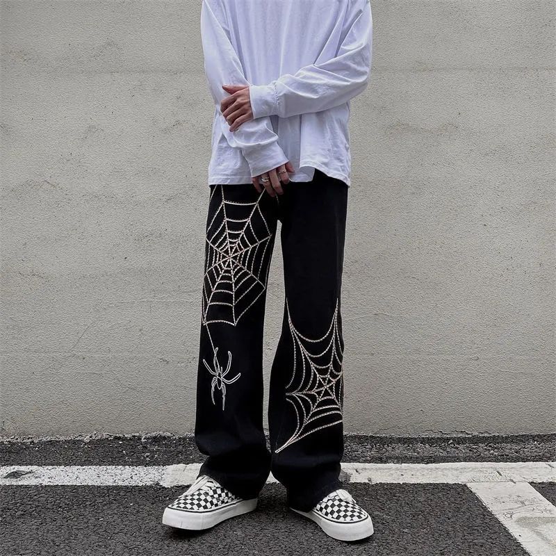 Streetwear Black Y2k Baggy Pants Men Anime Wide leg Sweatpants Male Oversize Techwear Print Straight Trousers 2023 New