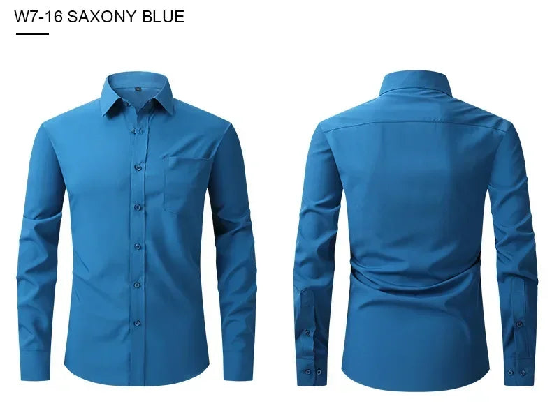 US Size Elastic Shirt New Men's Business and Leisure Long Sleeved Shirt Slim Fit Professional Dress Best-selling Seasonal Style