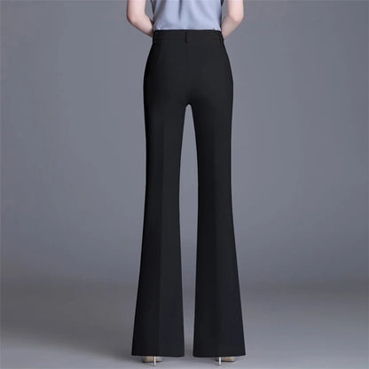 2024 Summer Thin Wide Leg Bell Bottom Pants Womens High Waist Classic Suit Trousers Office Fashion Slim White Flare Pantalones