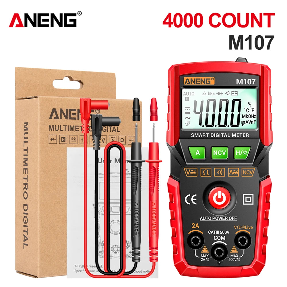 ANENG M107 Profesional Digital Multimeter 4000 Counts Auto Tester Digital Multimetre Testeur Electrique Mini Multímetro Test