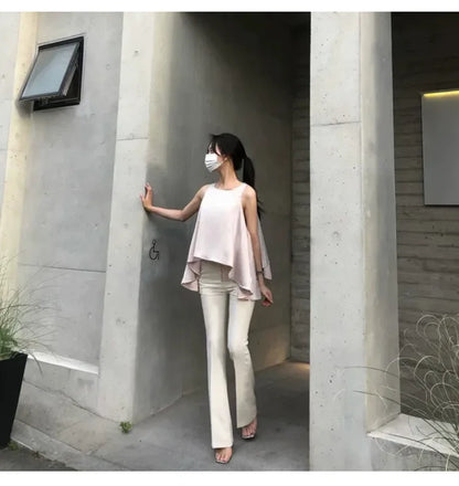 WOMENGAGA Fashion Sexy Pants Korea Slim High Waist Sexy Slightly Slim Casual Pants For Women Elegant And Mature Women D45B