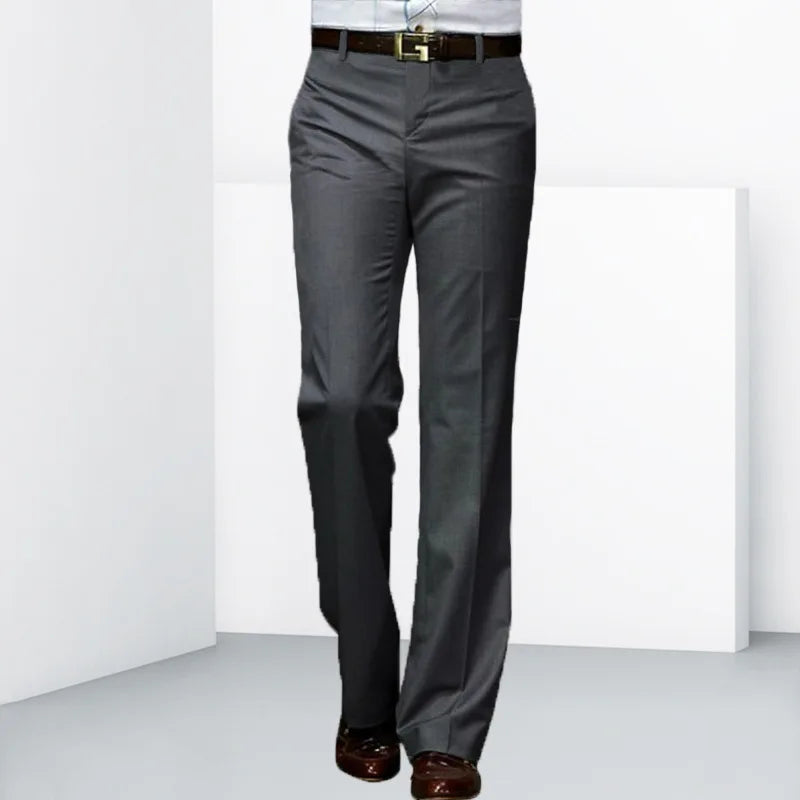 2024 Men's Four Seasons New Mid-Waist Micro-Flared Casual Pants Business Boot Cut Bell-Bottom Trousers