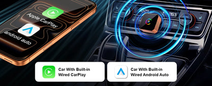 Adaptateur sans fil Carplay pour iPhone, CarPlay avec câble vers sans fil, Android Auto 2 en 1 Mini USB design