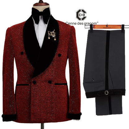 Men suits Autumn New Brand Fashion  High quality Boutique Groom Casual Slim fit  Wedding party Dress prom Tuxedo