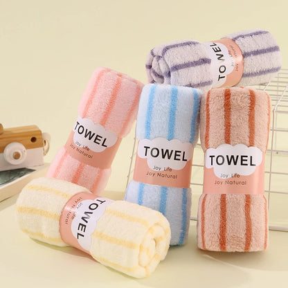 Bath Towel Coral Fleece Microfiber Striped Adult Household Textiles Bathroom Soft Woman Sauna Spa Absorbent Towel 35x75cm