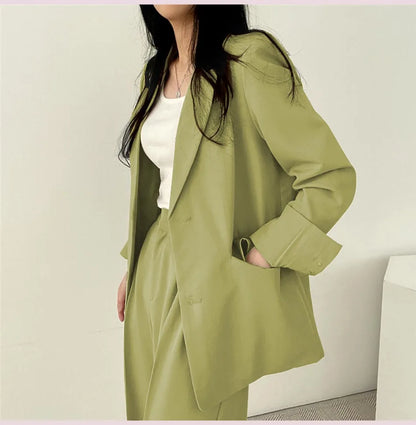 Fashion 2024 Spring and Autumn Small Suit Retro jacket slim 2-piece Set For Women Korean Style Casual Top and Pants Suit