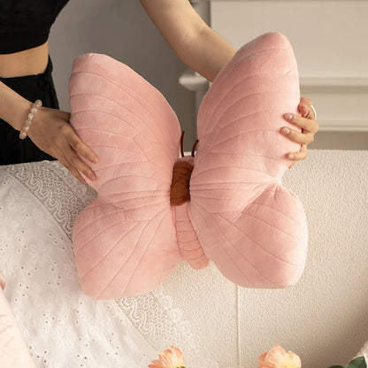 Butterfly Pillow Throwing Pad Short Plush Cushion Cute Girl Pink Toy for Bedroom Sofa Home Decoration Home Textile Cushion