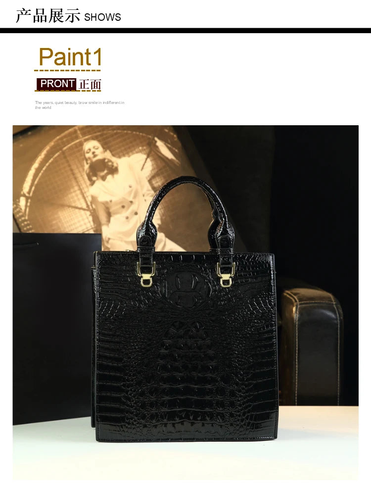 Luxury New Fashion Leather Women Handbags Crocodile Print Middle-aged Lady Mom Bag Leather Woman Bag Single Shoulder Tote Bags