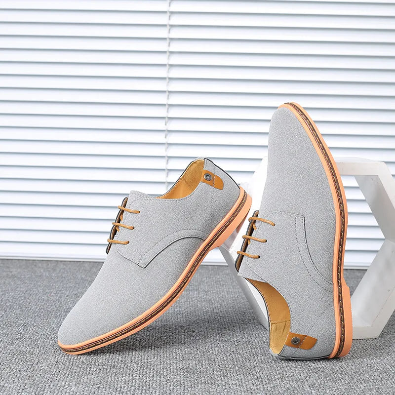 2023 Spring Suede Leather Men Shoes Oxford Casual Shoes Classic Sneakers Comfortable Footwear Dress Shoes Large Size Flats