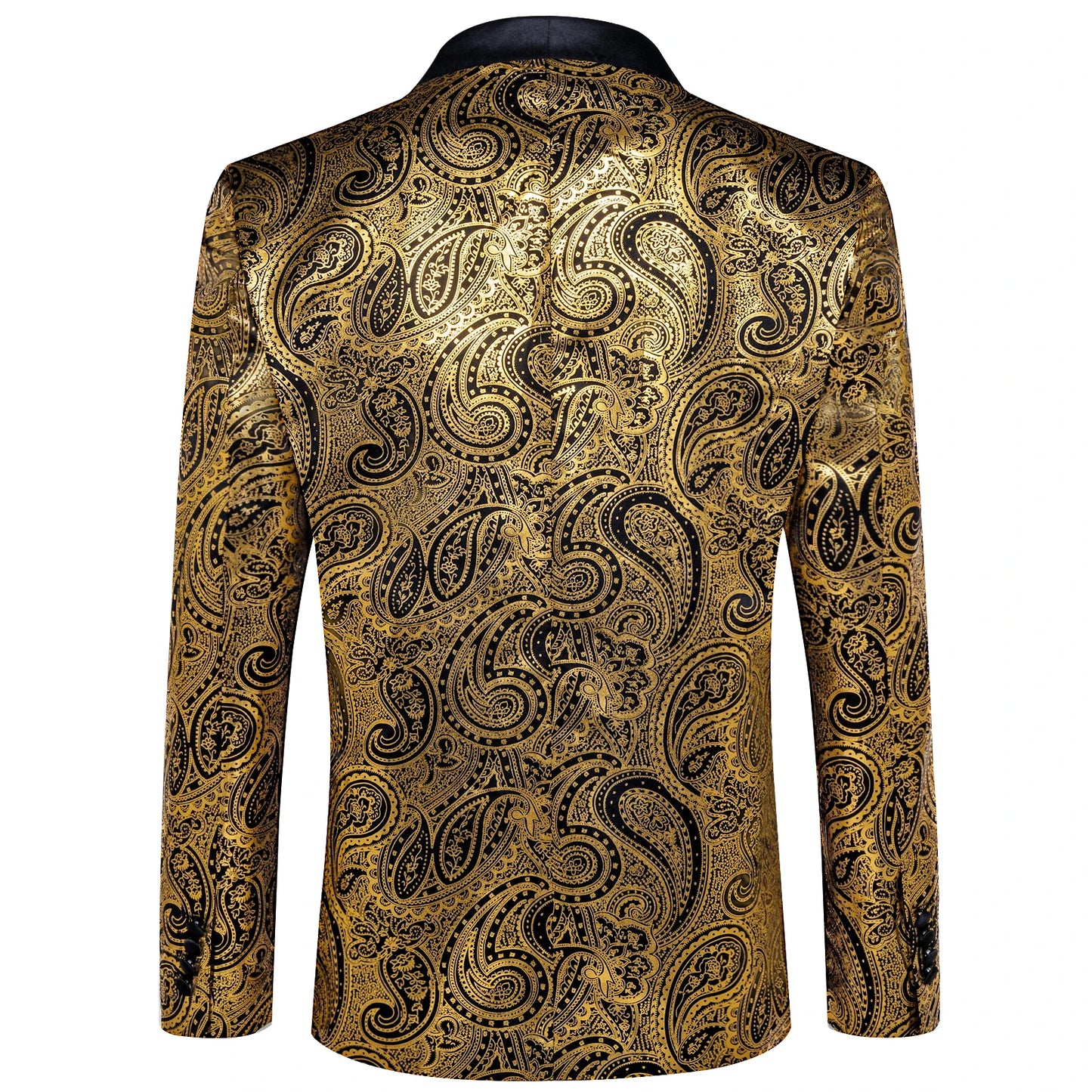 Men's Royal Blue Yellow Blazer Coat Business Slim Fit Single Button Paisley Suit Jacket for Business Party Wedding Prom