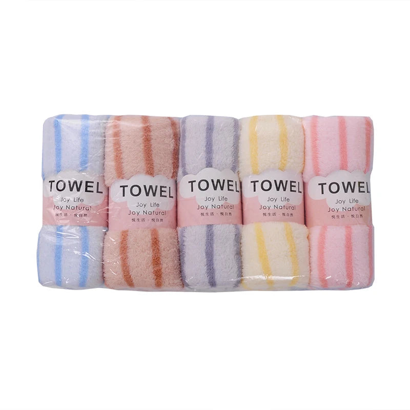 Bath Towel Coral Fleece Microfiber Striped Adult Household Textiles Bathroom Soft Woman Sauna Spa Absorbent Towel 35x75cm