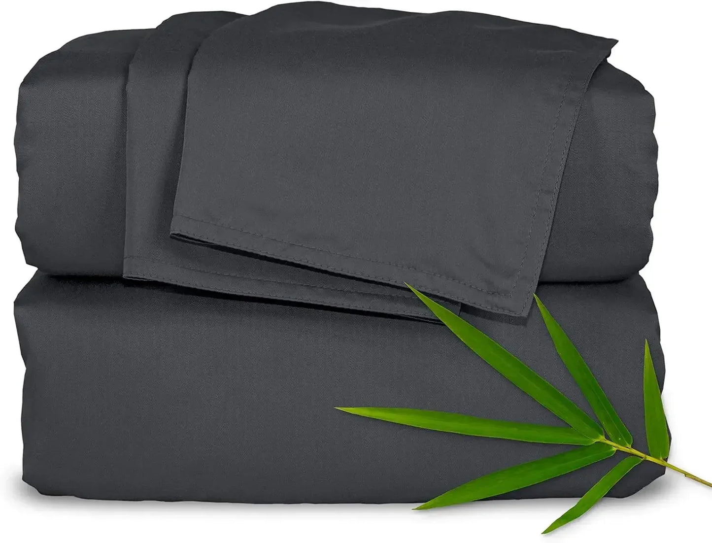 Genuine 100% Organic Viscose Derived from Bamboo Bed Sheet Set, Luxuriously Soft & Cooling, Double Stitching