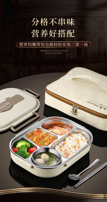 304 stainless steel compartment insulated lunch box office worker students sealed portable bento Microwae Heating food container