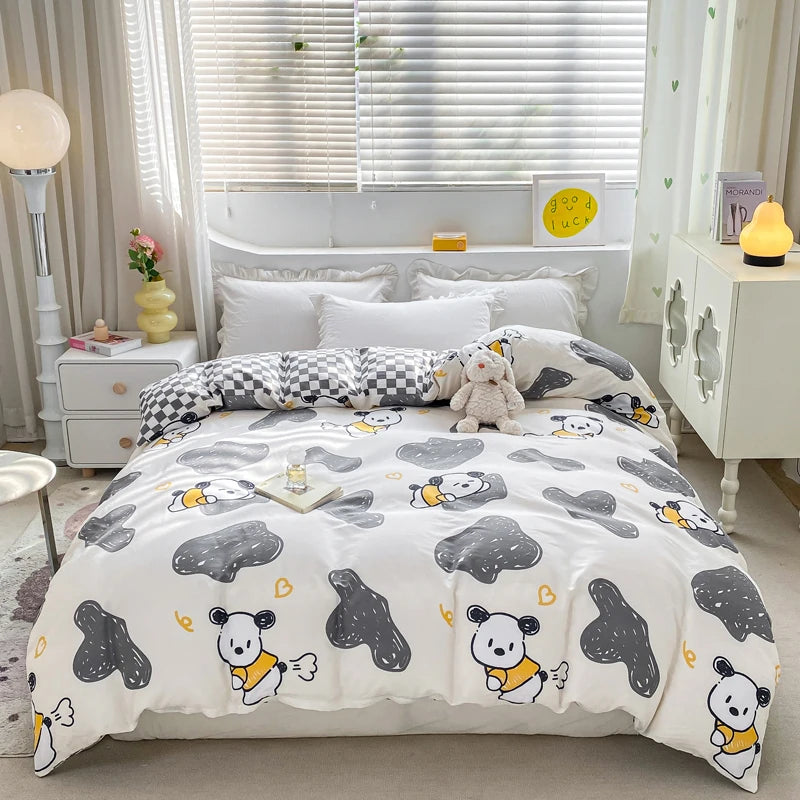 Fresh Floral Pattern Duvet Cover 1Pc 100% Cotton Skin-friendly Breathable Comforter Cover Home Bedding for Kids Teens Adults