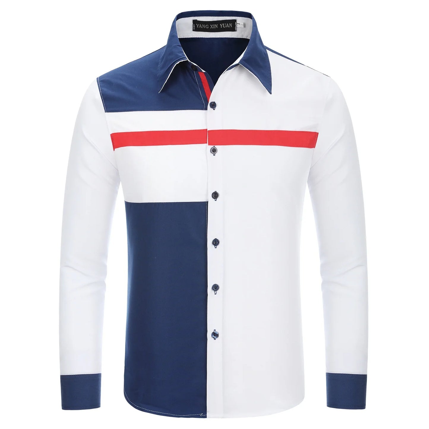 Autumn New Men's Casual Slim Fit Flip Collar Three Color Long Sleeved Shirt