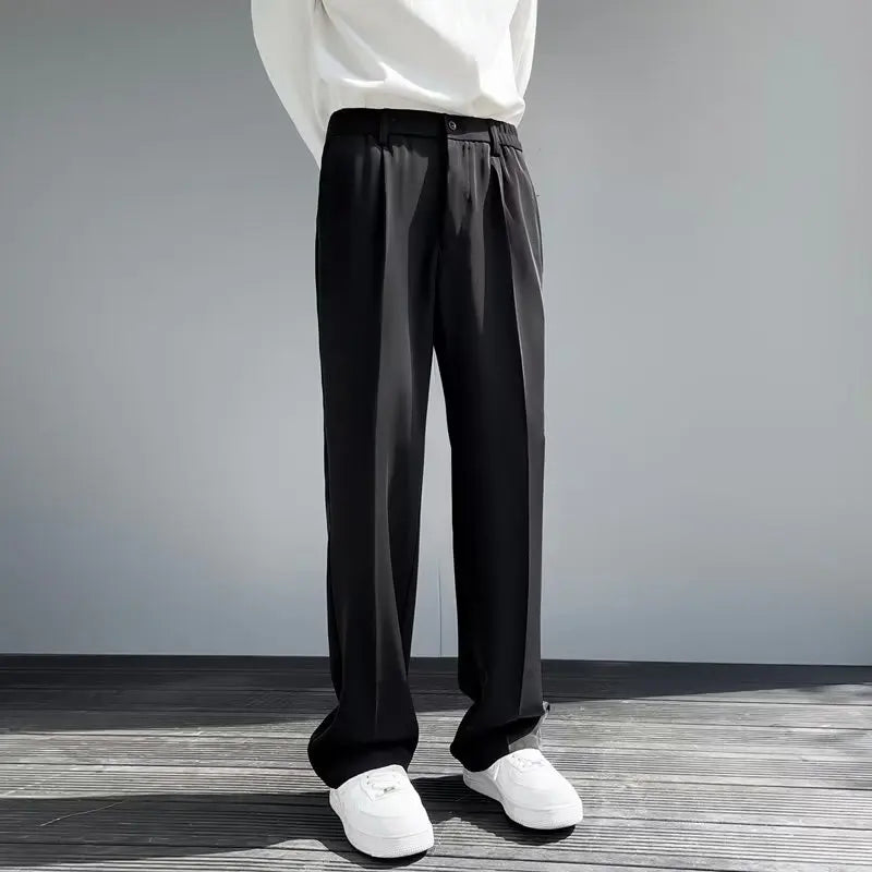 Light mature style autumn and winter new men's wide cut drape straight leg pants