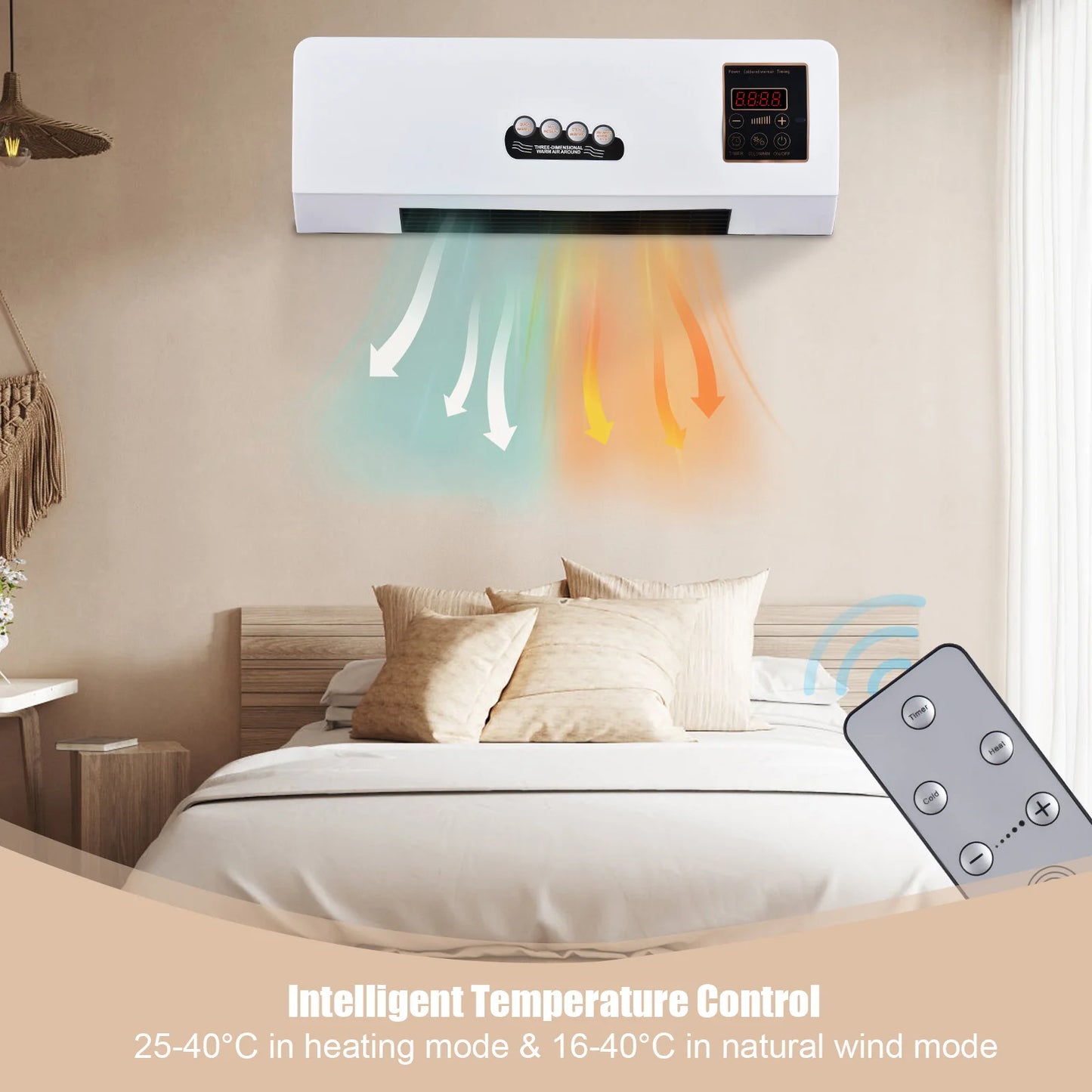 2in1 Portable Air Conditioner and Electric Heater for Room Heating and Cooling Fan with Timing Function Remote Controller