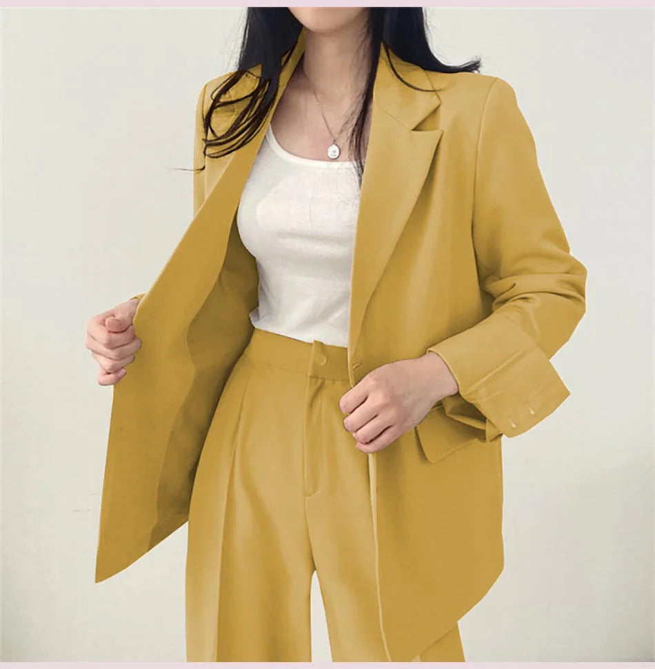 Fashion 2024 Spring and Autumn Small Suit Retro jacket slim 2-piece Set For Women Korean Style Casual Top and Pants Suit